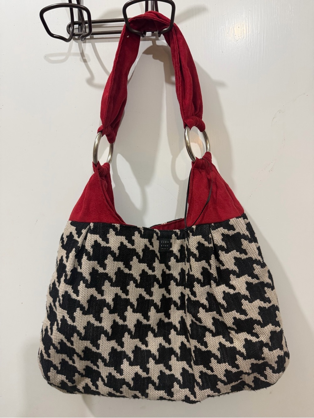Houndstooth Lisa Lil Hobo Bag Red Crimson Accents Bama Roll Tide RTR
